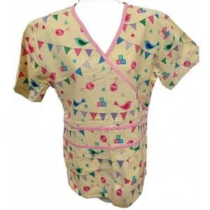 MNJ WOMENS SIZE XSMALL SCRUB TOP BABY RATTLERS NEW WITH TAGS‎
